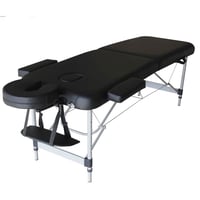 Lettino da trattamento pieghevole standard in alluminio Kinefis: a due sezioni, leggero e resistente, poggiatesta regolabile, 186 x 60 cm (nero) - OUTLET Lettino da trattamento pieghevole standard in alluminio Kinefis: a due sezioni, leggero e resistente, poggiatesta regolabile, 186 x 60 cm (nero) - OUTLET